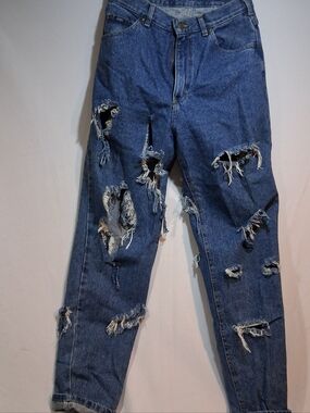 Lee Distressed Straight Leg Blue Denim Jeans